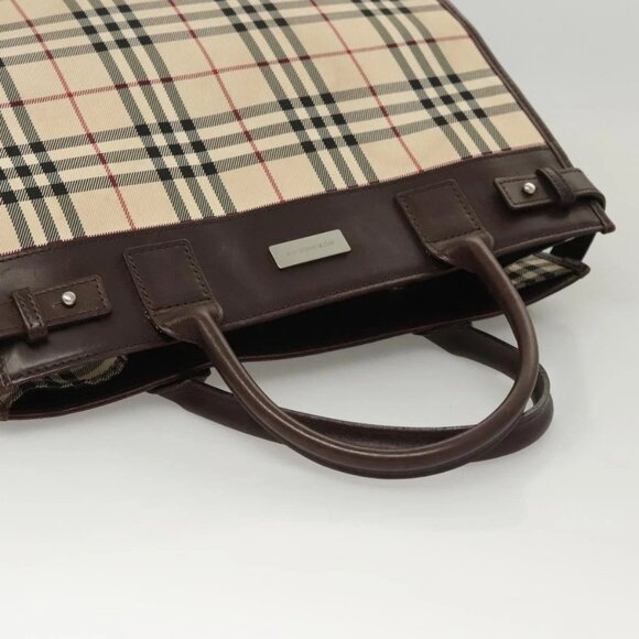 BURBERRY Nova Check Tote Bag Nylon Beige Silver Auth 126392 - Picture 7 of 16